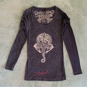 DESIGUAL Girl’s Graphic Long Sleeve Tee Top
